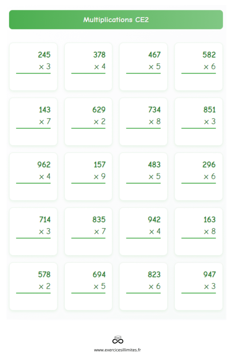 Multiplication CE2 : exercices en ligne gratuits