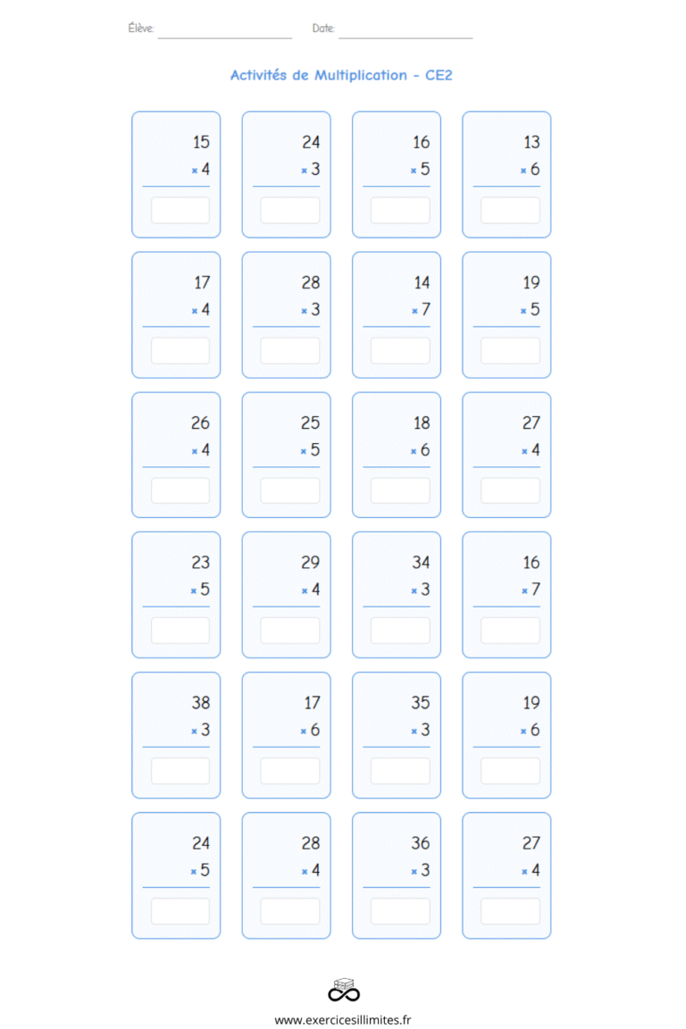Multiplication CE2 : exercices en ligne gratuits