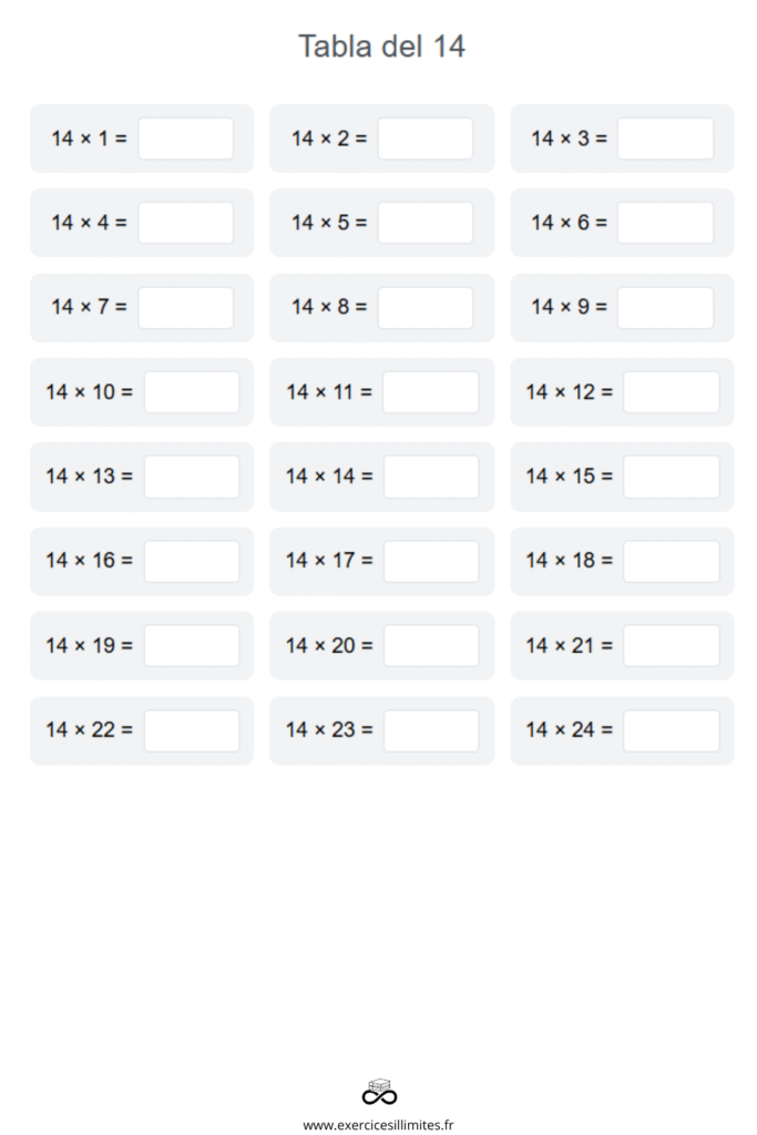 exercice table de multiplication 14