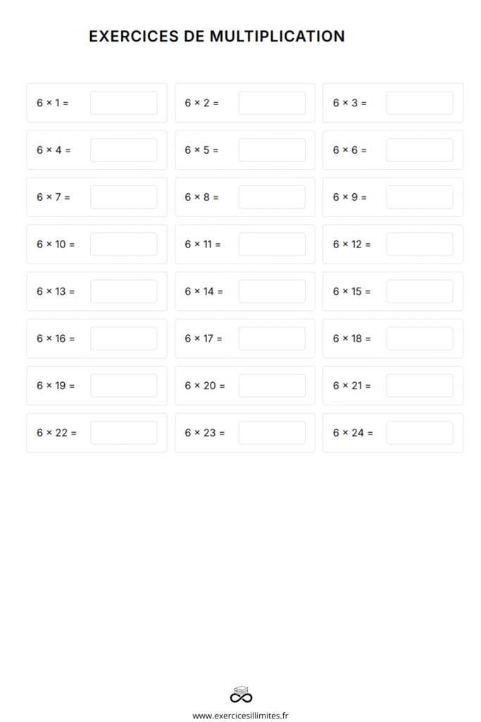 table de multiplication 6