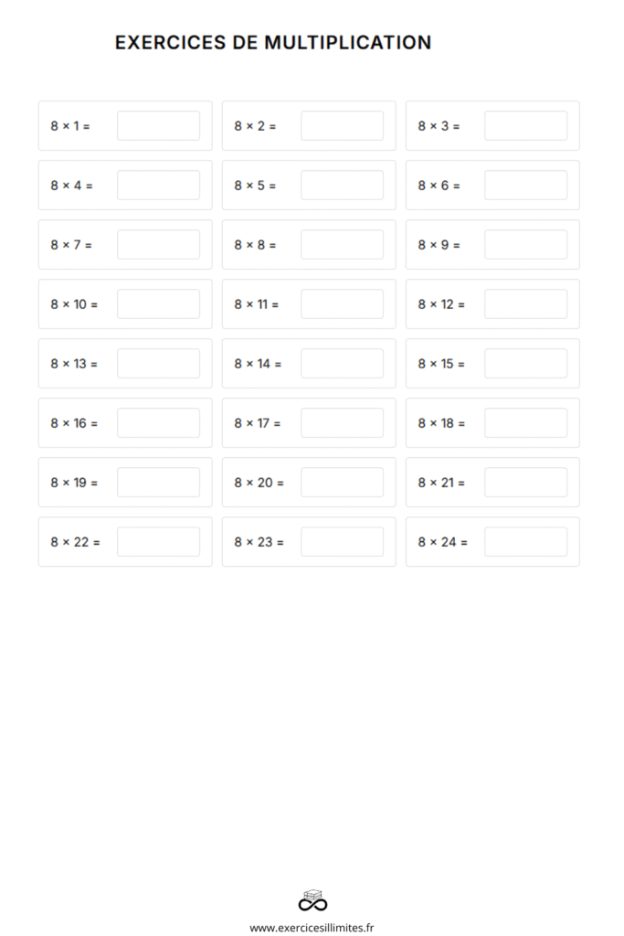 table de multiplication 8