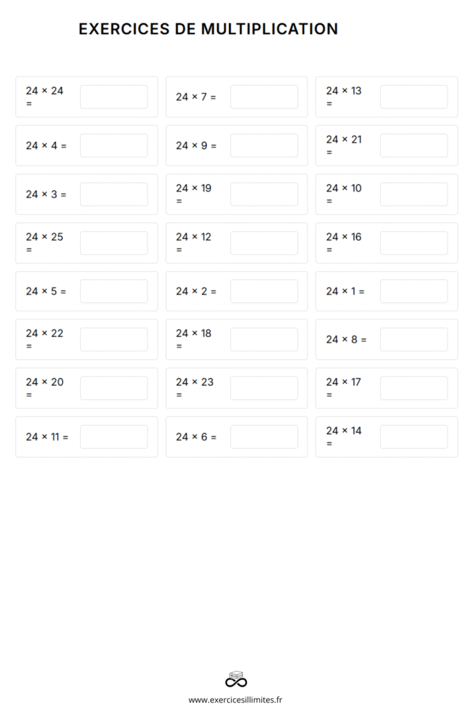 table de multiplication de 24