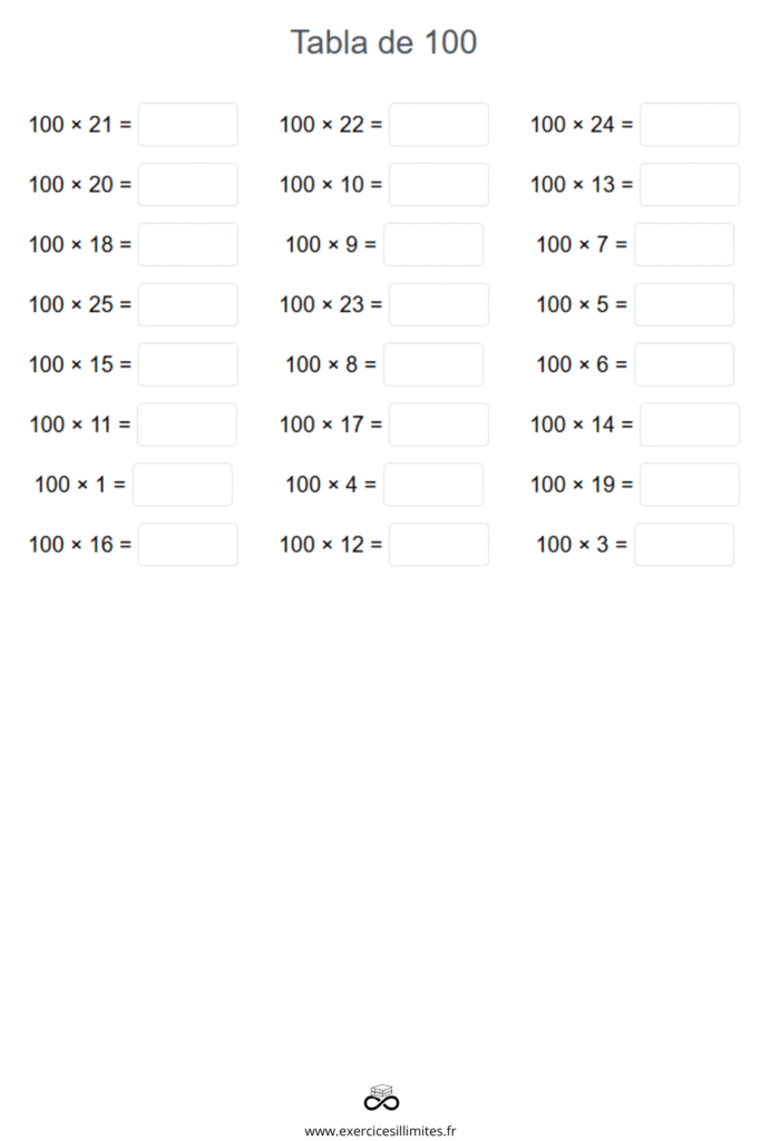 Table de 100