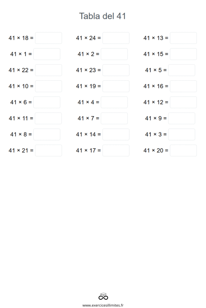 table de multiplication de 41