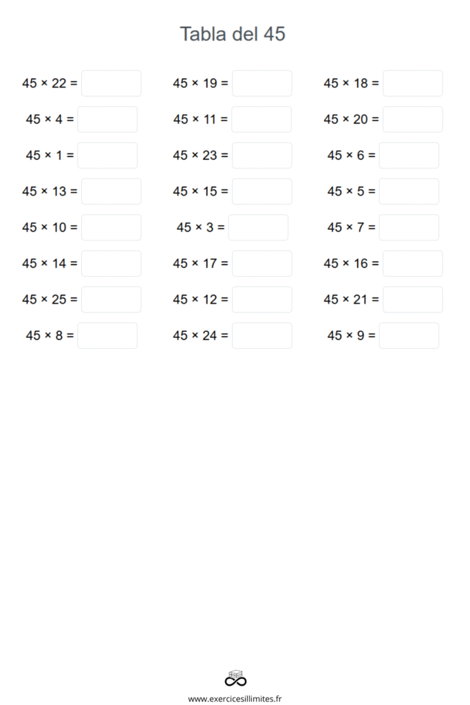 table de multiplication de 45