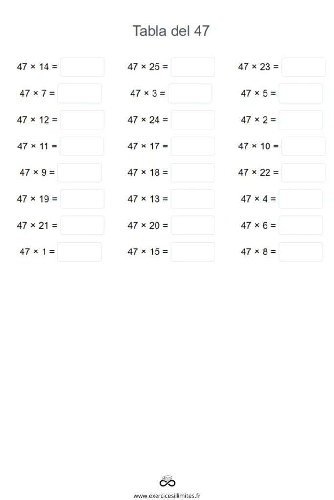 table de multiplication de 47