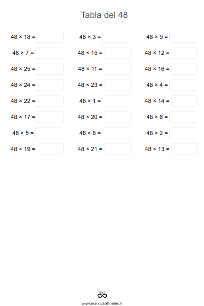 table de multiplication de 48