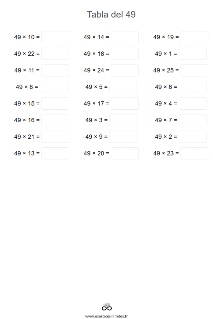 table de multiplication de 49