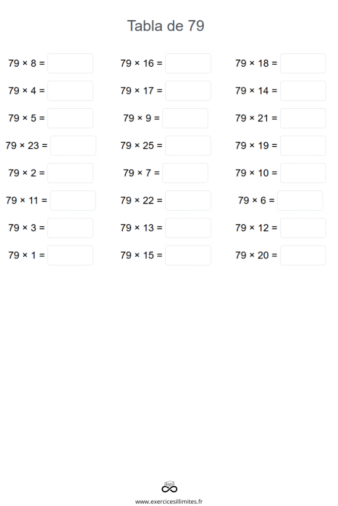 table de multiplication de 79