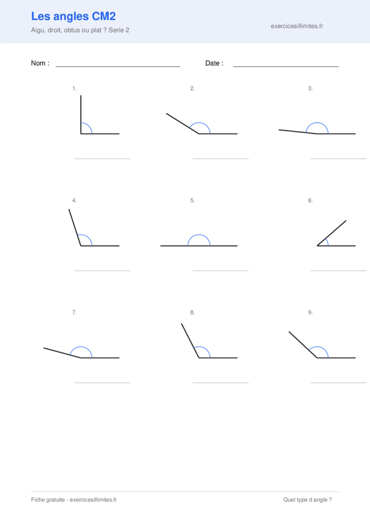 Fiche exercices angles CM2 - Deuxieme serie