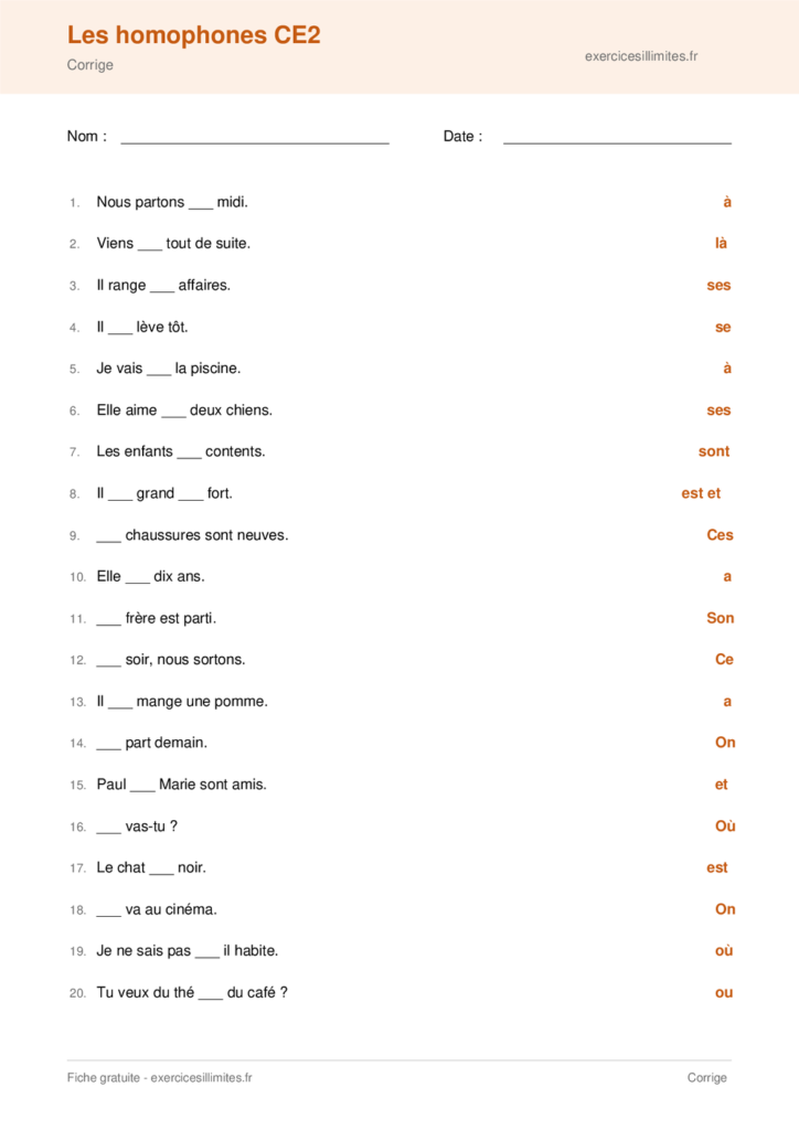homophones grammaticaux ce2