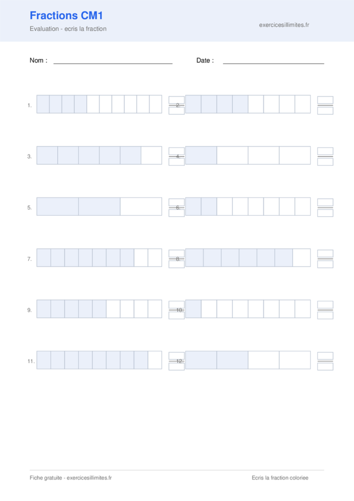 exercice fraction cm1 en ligne gratuit
