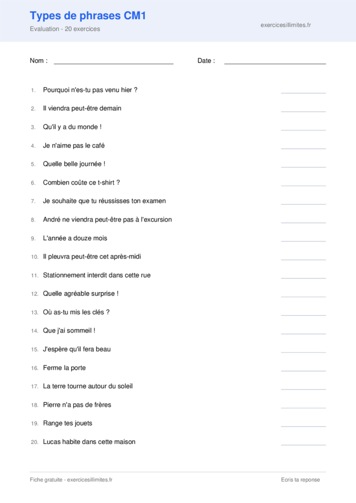 la phrase interrogative cm1 exercices